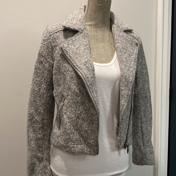 H&M Grey Wool Moto Crop Jacket - Picture 7 of 15
